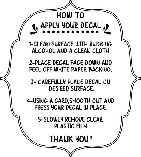 Decal Instructions Printable